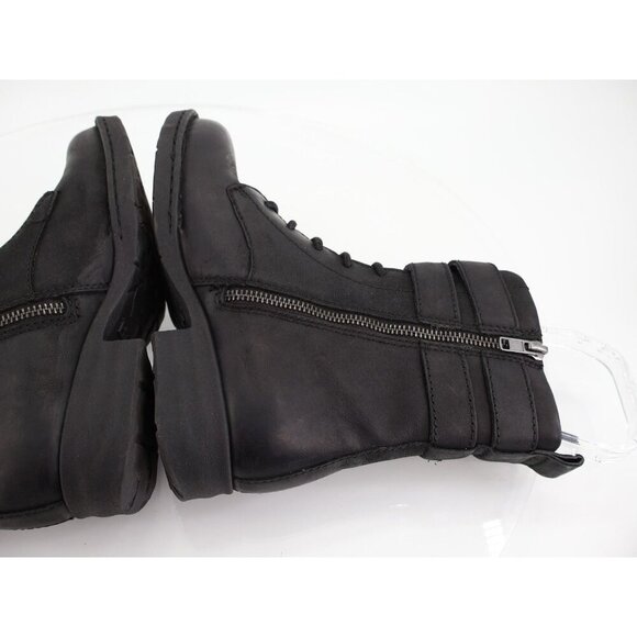 Born Camryn Black Leather Side Zip Lace Up Buckle Boot Women 5.5 Combat Bootie - Picture 7 of 10